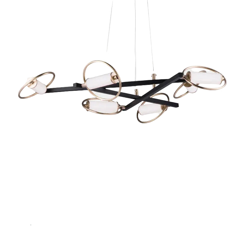 Black gold ring beam LED chandelier minimalist interior