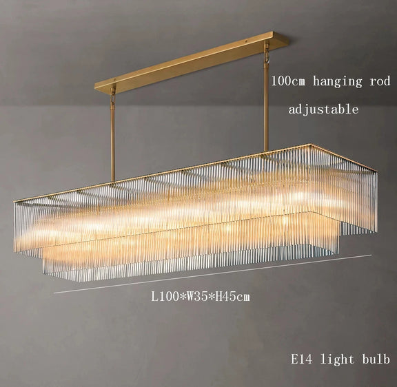 Elegant multi-tier glass chandelier in polished gold finish for high ceilings