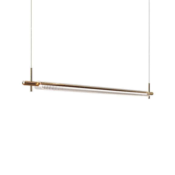 Black long bar LED pendant light for dining table