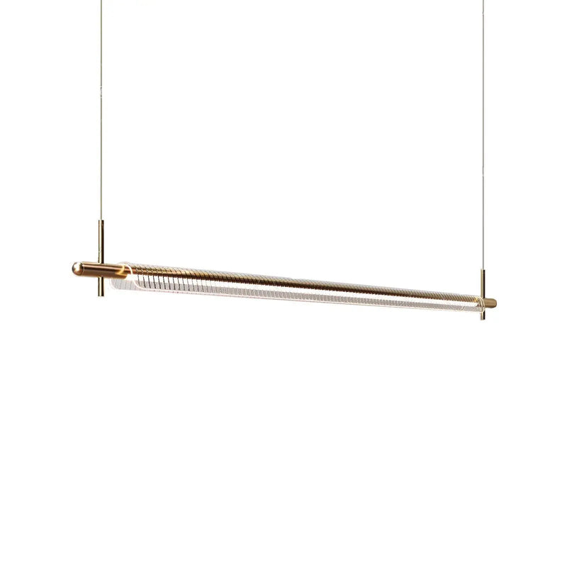 Black long bar LED pendant light for dining table
