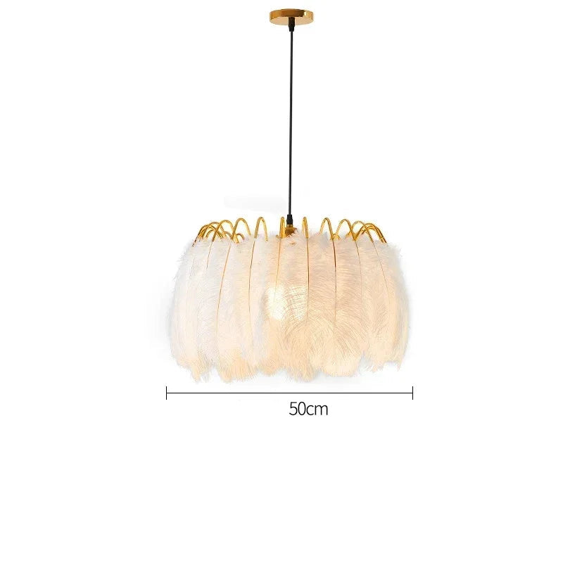 Romantic bedroom feather hanging lamp