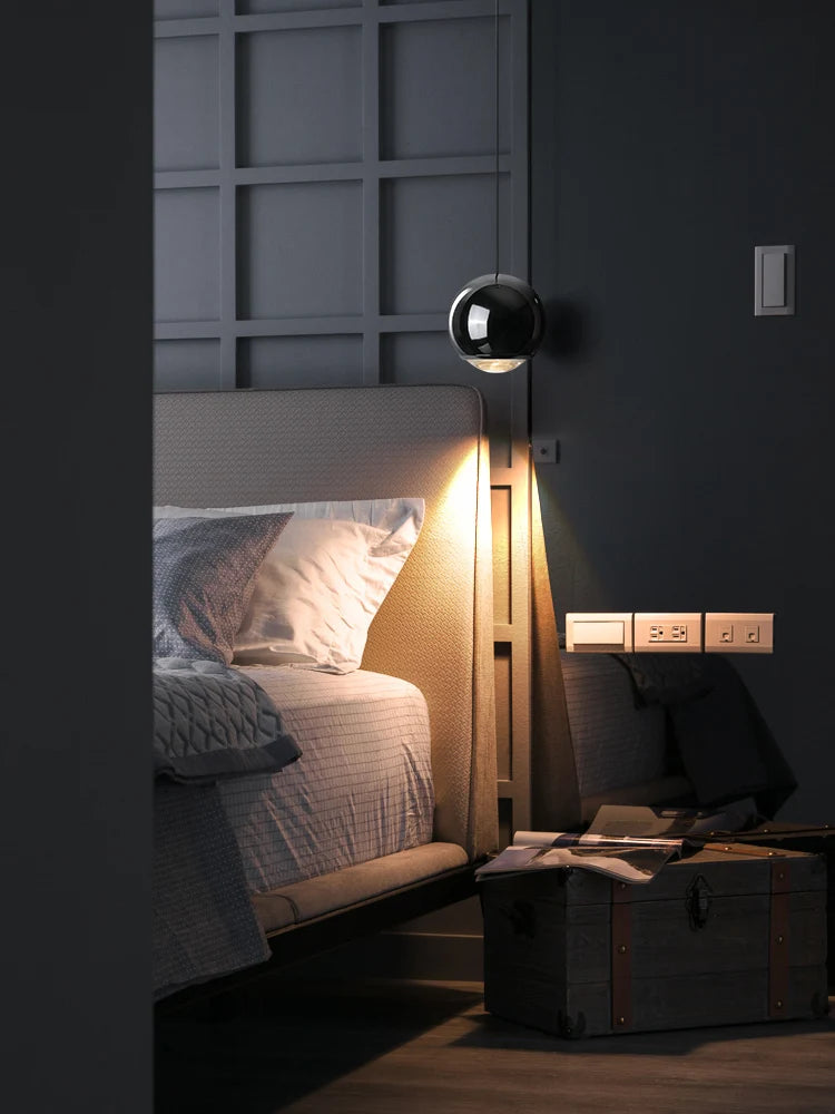 Luxury chrome bedside hanging light minimalist design