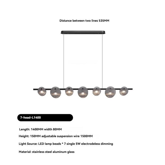 Modern black glass pendant light dining table