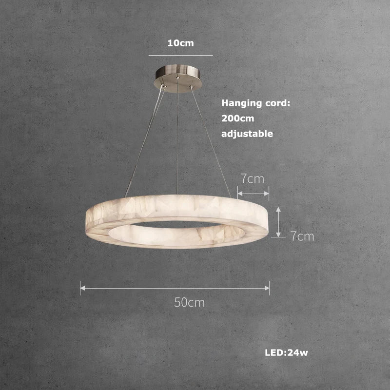 Gold marble LED pendant for living spaces