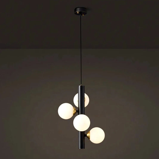 Modern staircase globe pendant light black metal