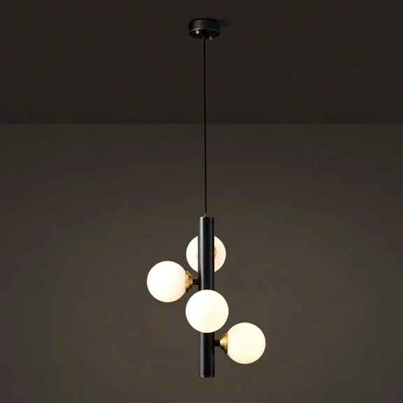 Modern staircase globe pendant light black metal