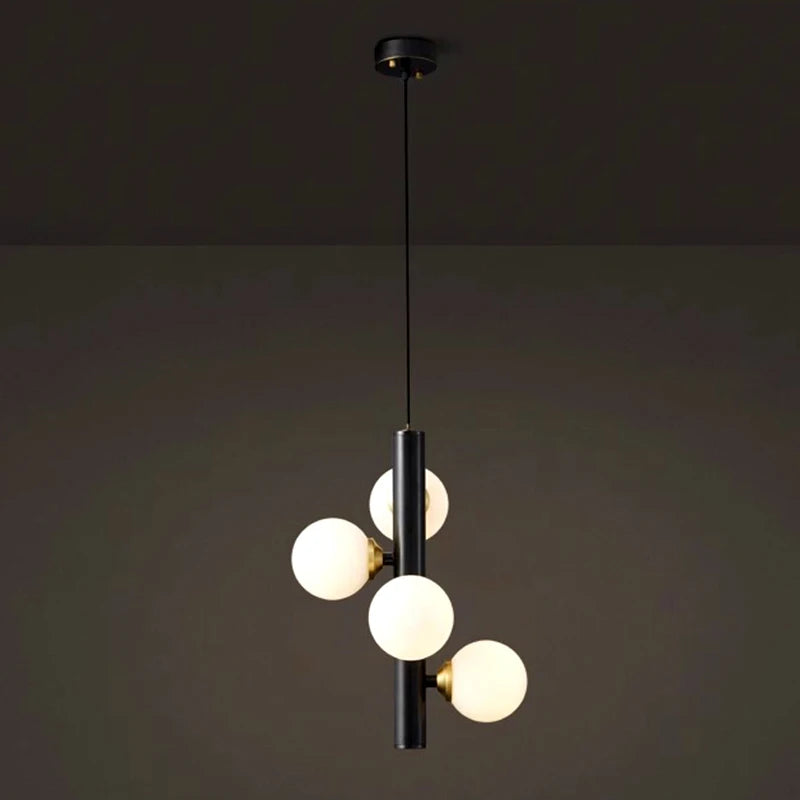 Modern staircase globe pendant light black metal