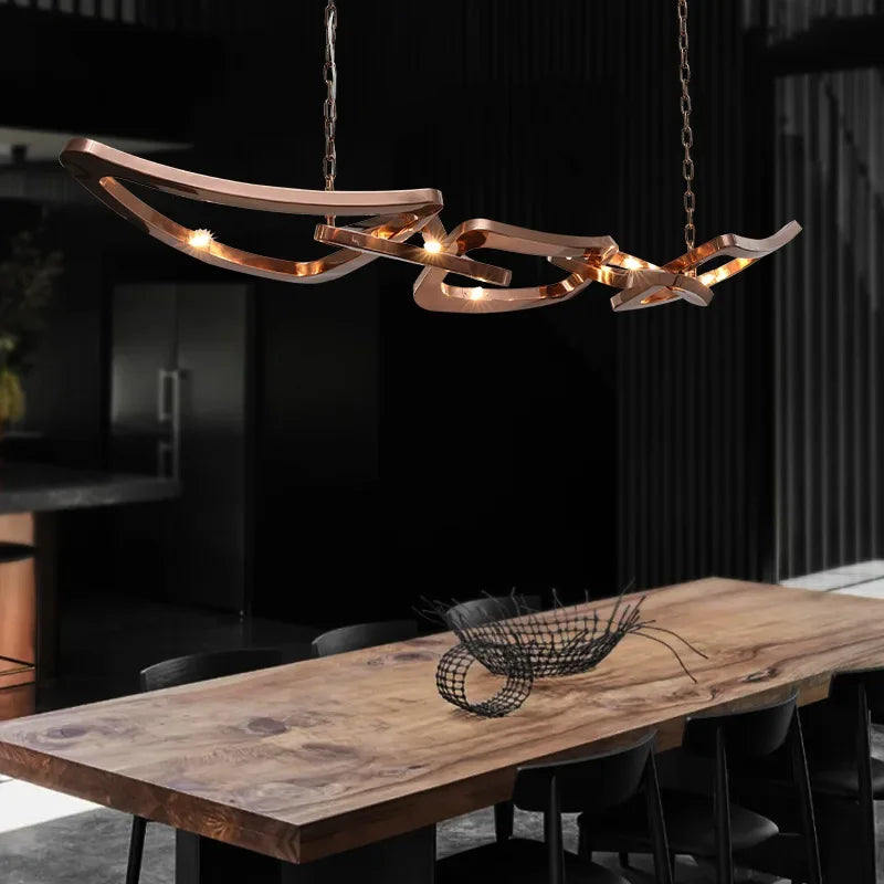 Rose Gold LED Chandelier 100 cm – Dining Room Light