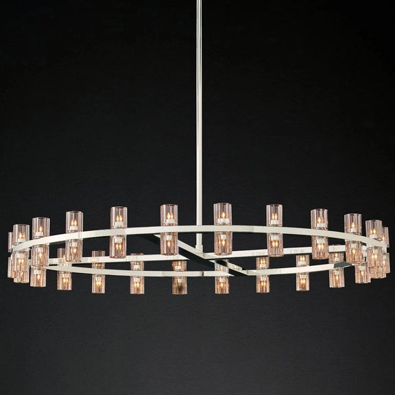 Large multi-light crystal ring pendant for living room