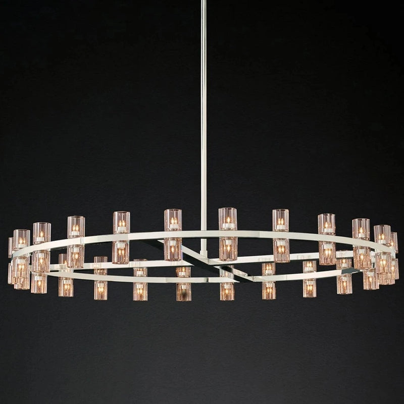 Large multi-light crystal ring pendant for living room