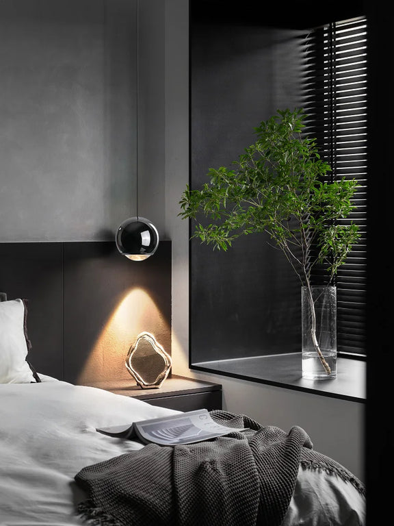 Chrome minimalist bedside LED pendant light 10 cm