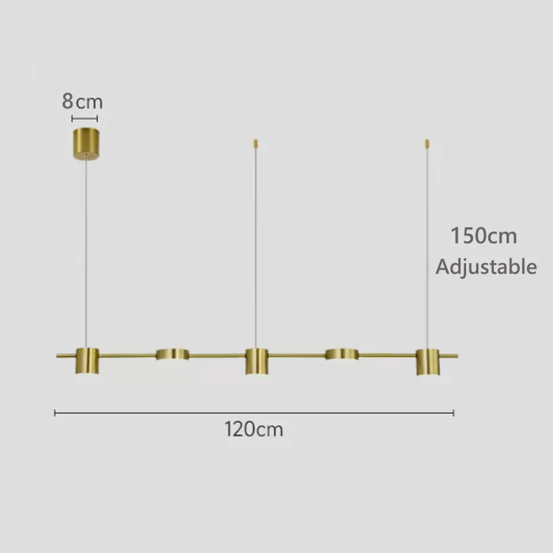 Nordic linear LED pendant light gold 3 heads