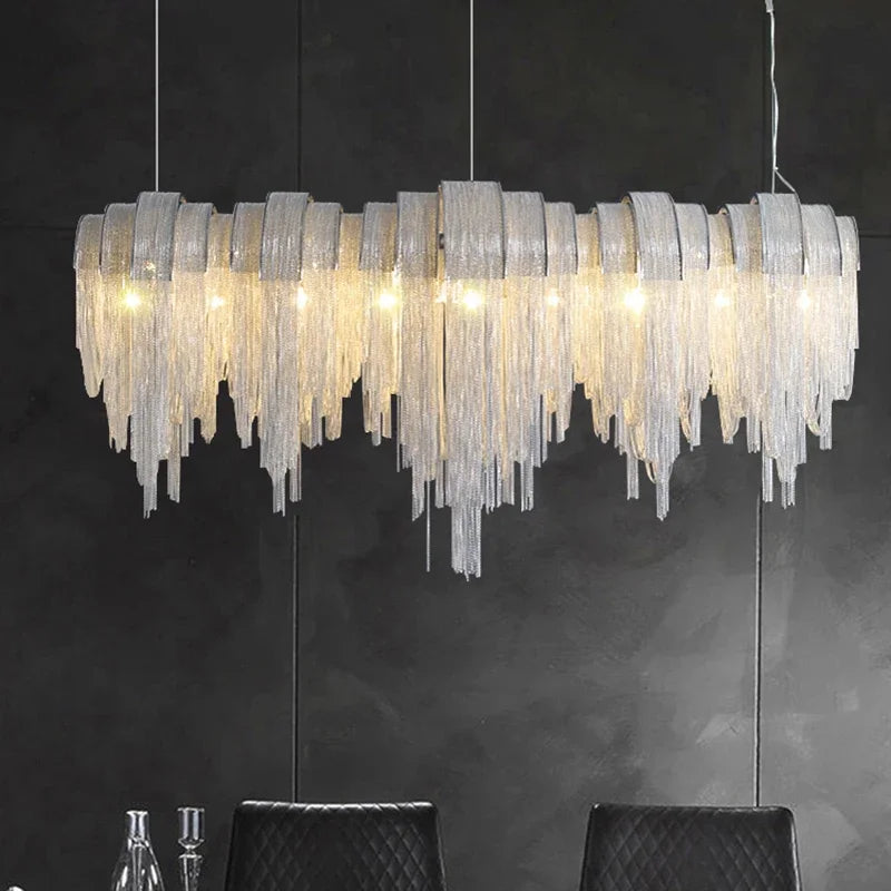 Contemporary statement ceiling light with elegant chains
