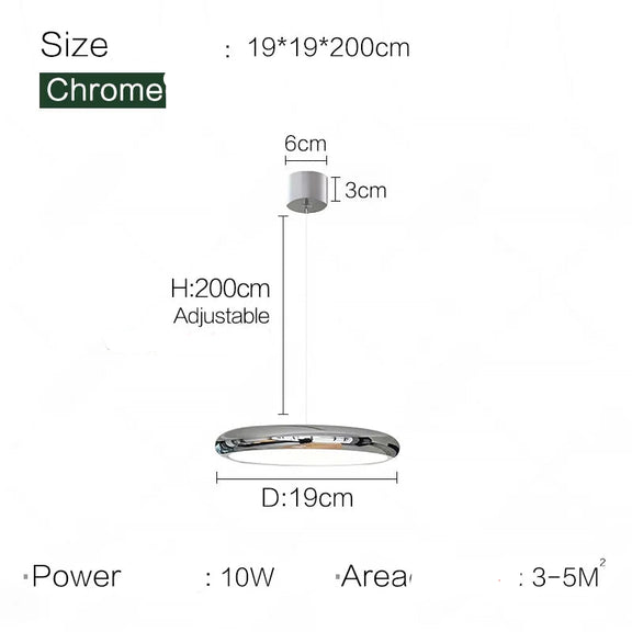 Chrome finish minimalist round LED pendant for dining areas