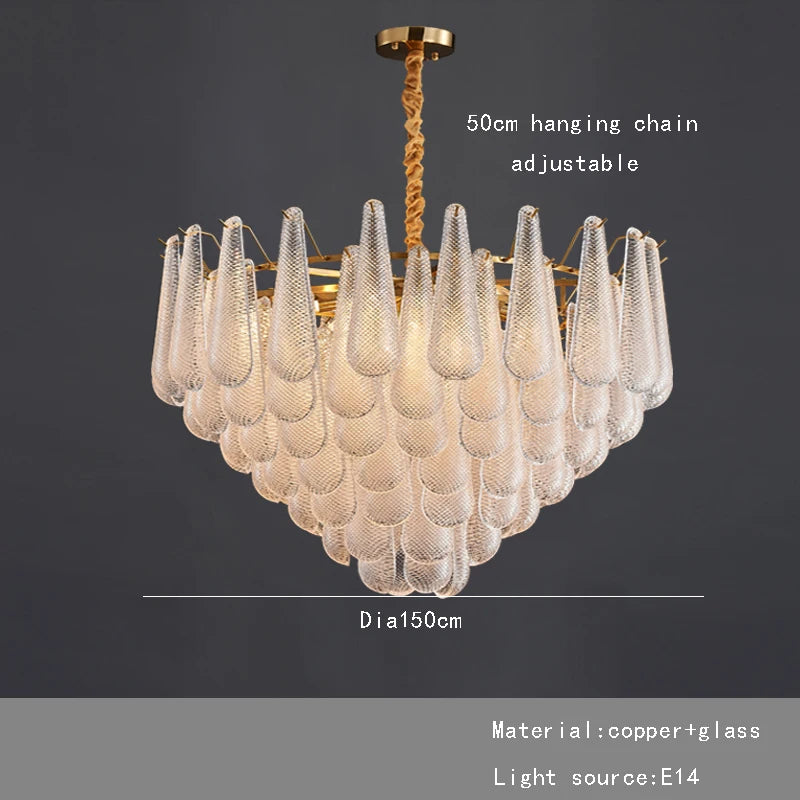 Modern Nordic chandelier with cascading glass droplets
