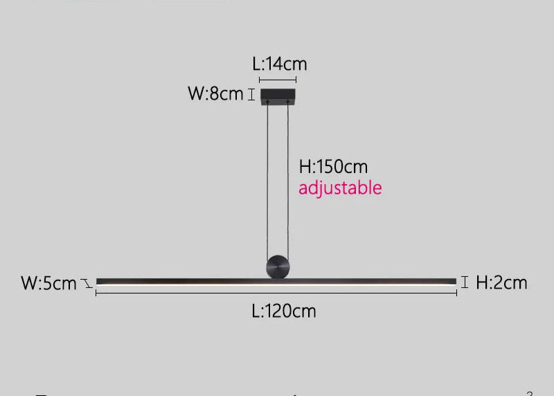 Nordic linear hanging light with adjustable height