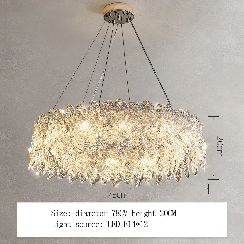 modern crystal leaf texture chandelier