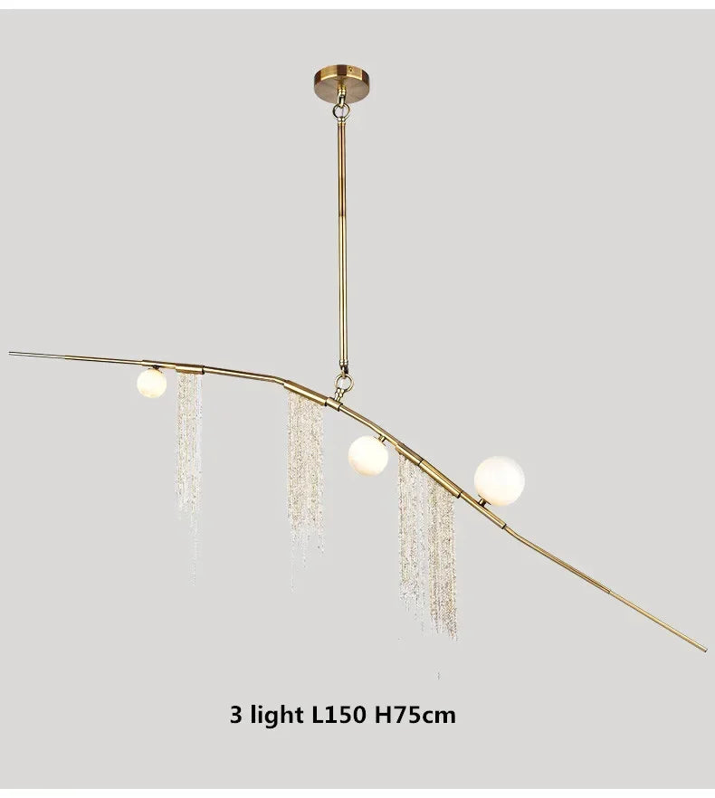 Designer gold tassel pendant light living room