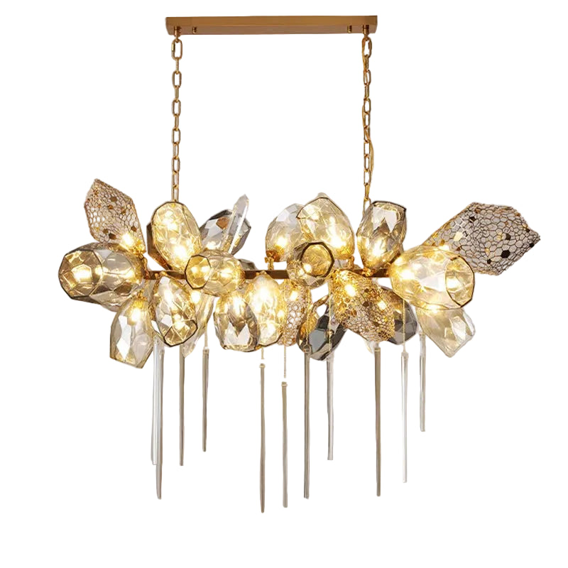 Designer art glass chandelier gemstone cluster lighting