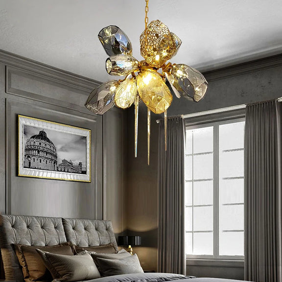 Contemporary art glass LED chandelier statement lighting