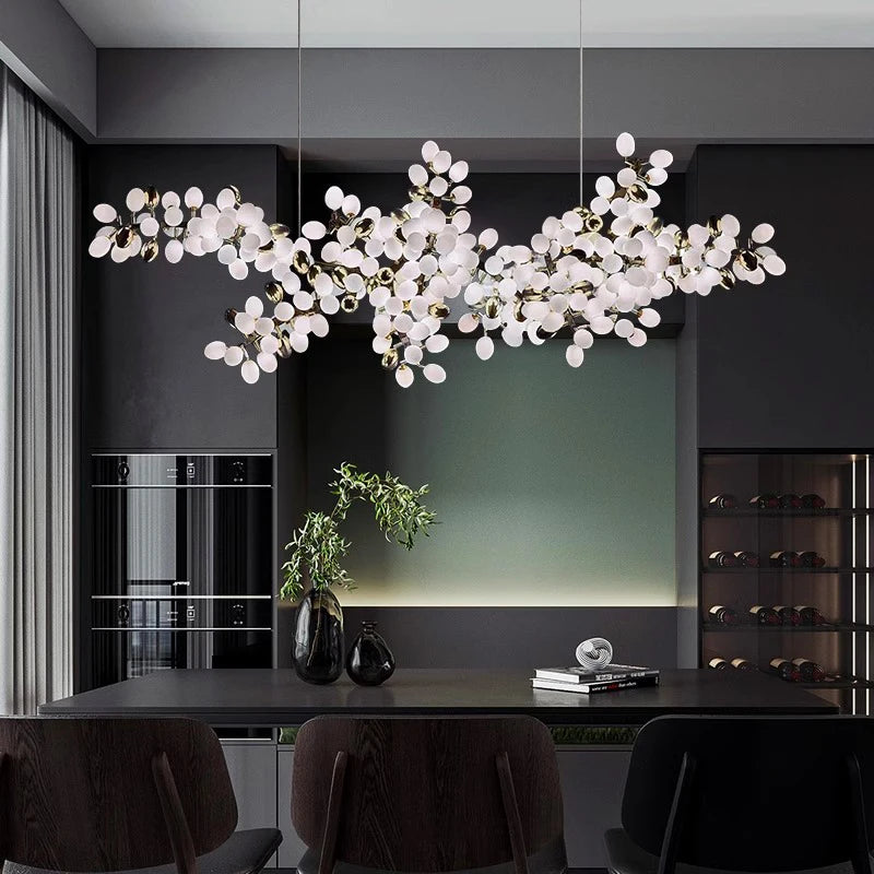 Nordic leaf cluster LED chandelier dining room
