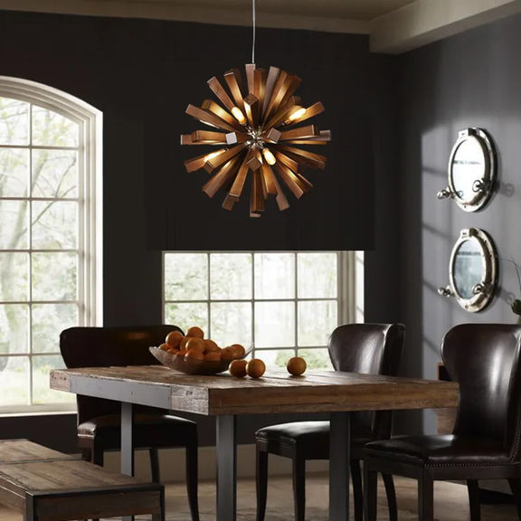 Japanese wooden globe LED pendant light