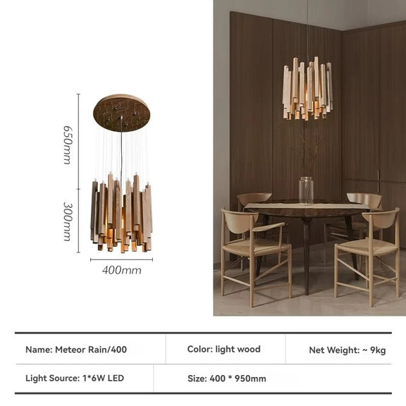 Designer solid wood pendant light restaurant interior