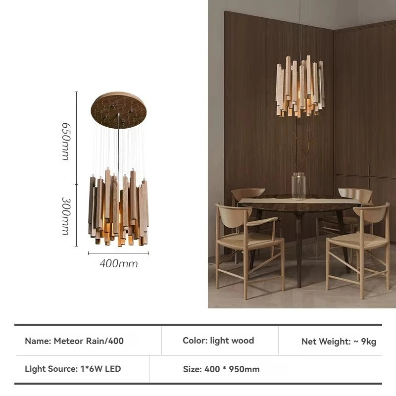 Designer solid wood pendant light restaurant interior