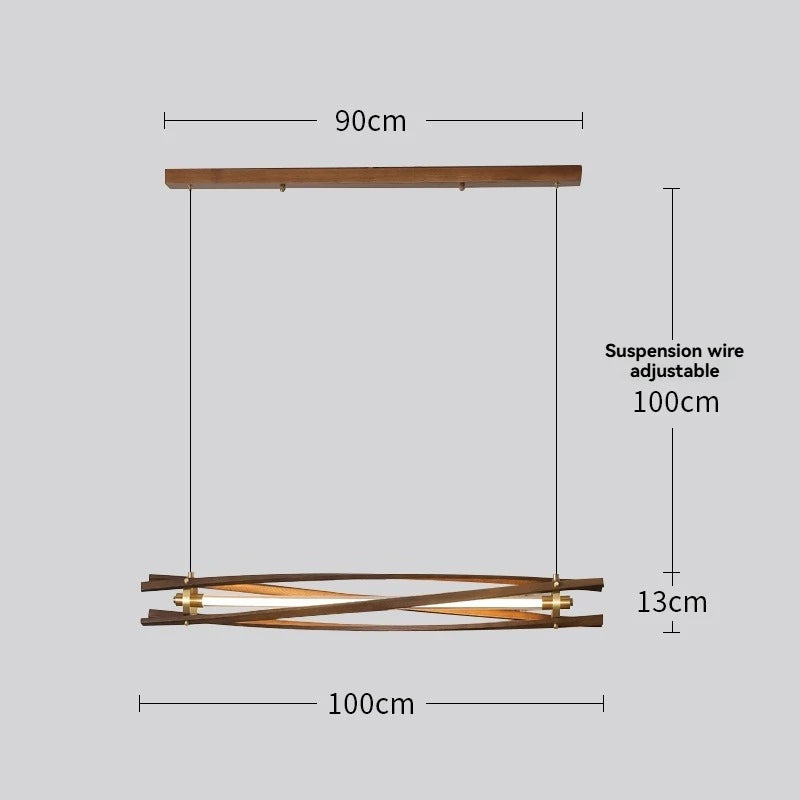 Modern wooden strip pendant light bar counter