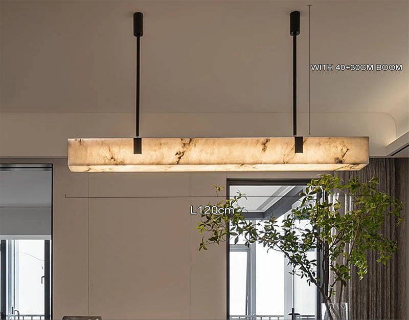 Contemporary marble pendant light restaurant interior