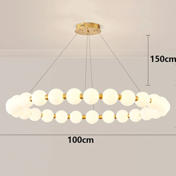 layered ring orb chandelier ceiling view