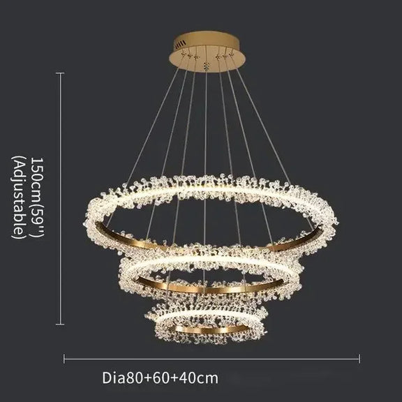 Close-up of faceted crystal ring chandelier