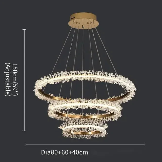 Close-up of faceted crystal ring chandelier