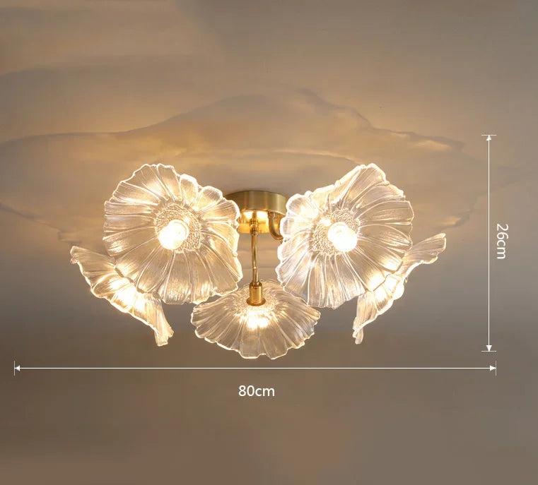 Contemporary floral ceiling fixture with warm lighting