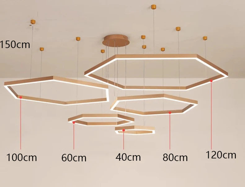 Geometric hexagon chandelier LED architectural lighting