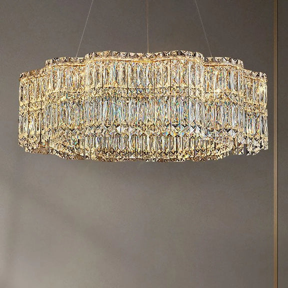 Contemporary wave LED crystal pendant light