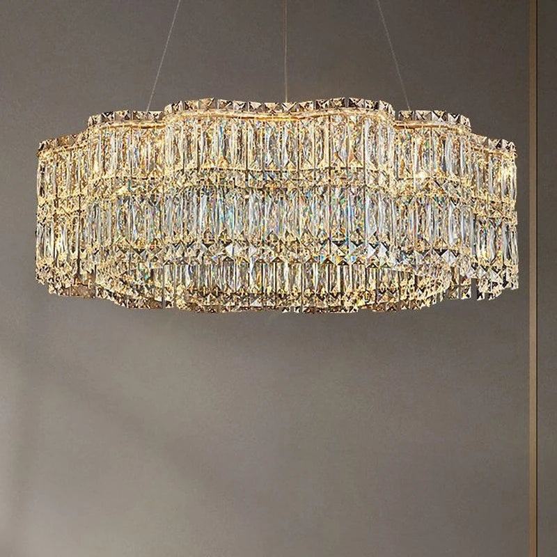 Contemporary wave LED crystal pendant light