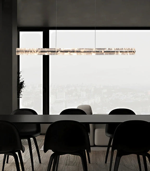 Long bar linear LED pendant light modern dining interior