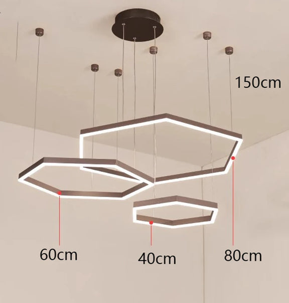 Designer hexagon frame chandelier contemporary interior