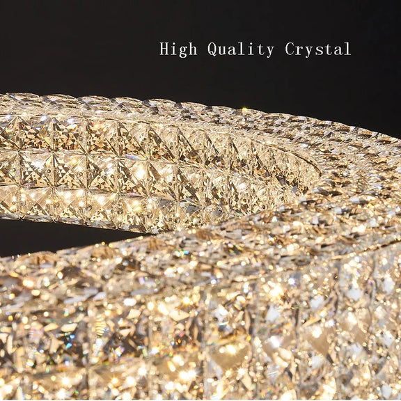 Low-profile modern LED crystal chandelier alternative