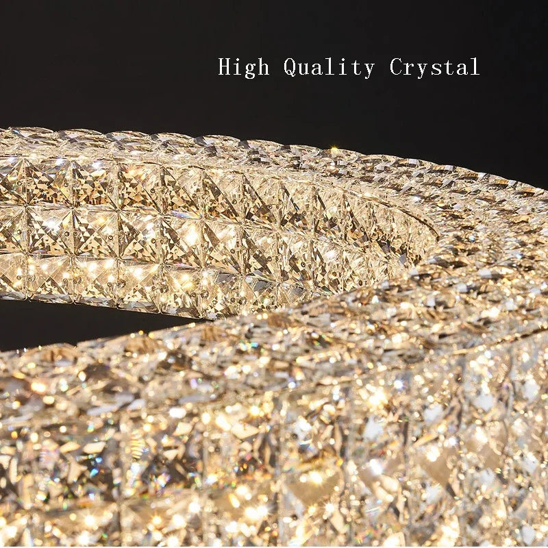 Low-profile modern LED crystal chandelier alternative