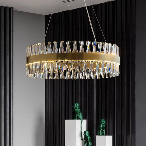 Modern gold crystal ring LED chandelier