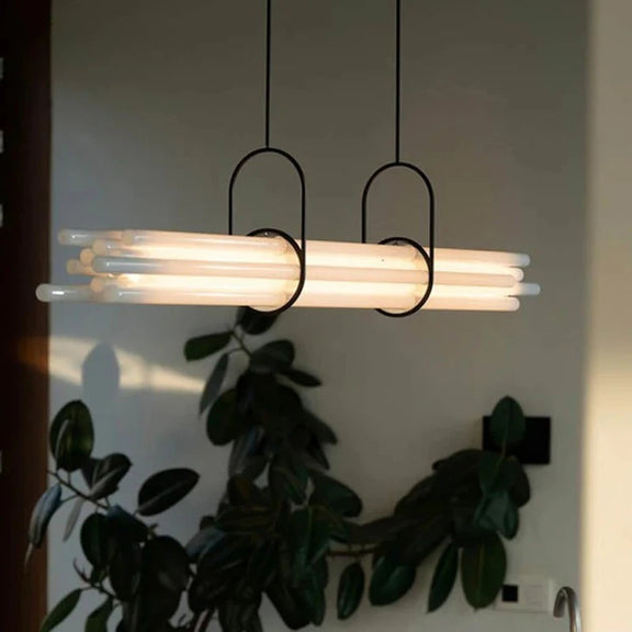 Modern acrylic LED strip pendant light dining table
