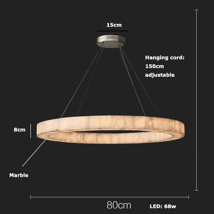 Large marble pendant light for dining and living rooms