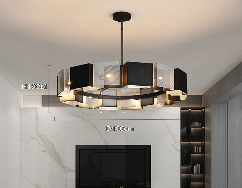 Modern honeycomb metal LED chandelier interior