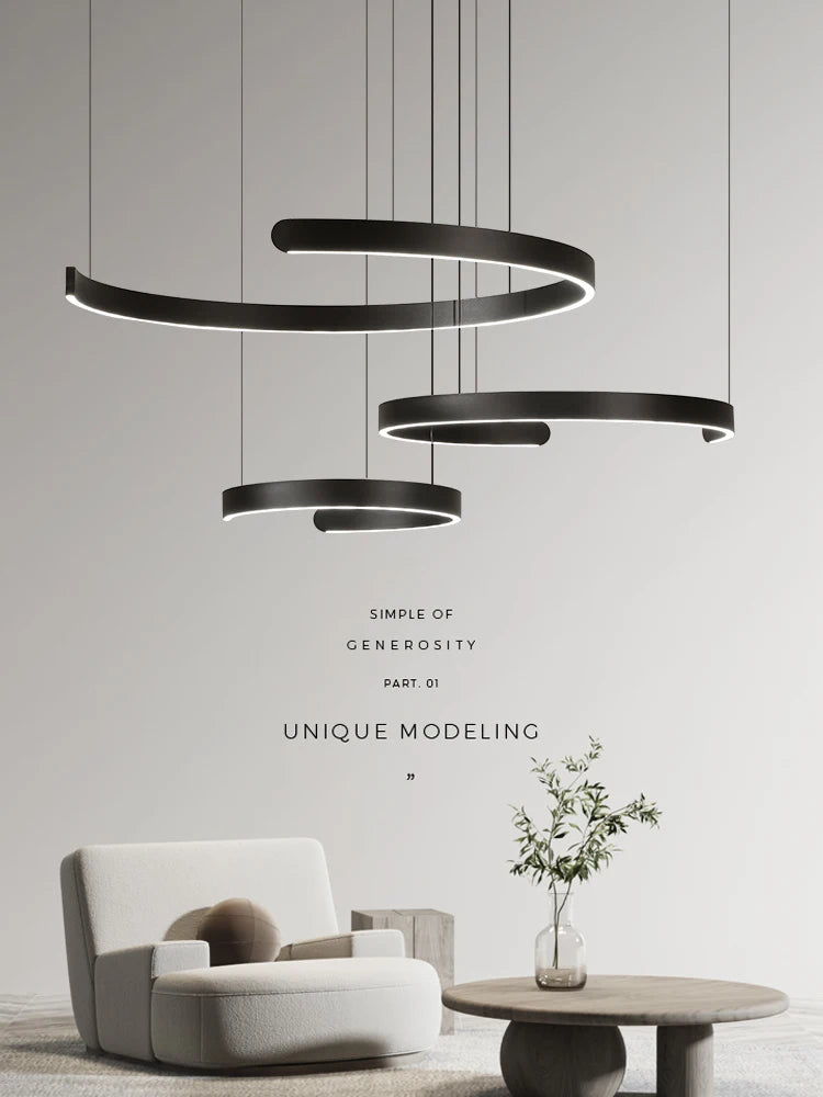 Modern semi-ring LED chandelier minimalist pendant light

