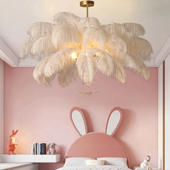Nordic feather LED pendant chandelier ceiling light