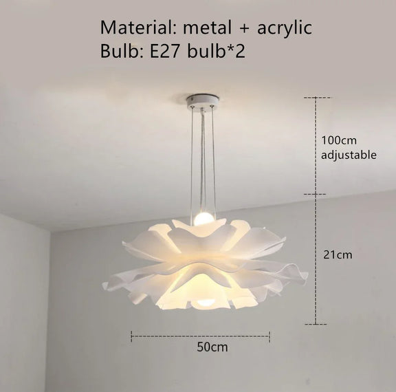White mesh flower chandelier bedroom lighting
