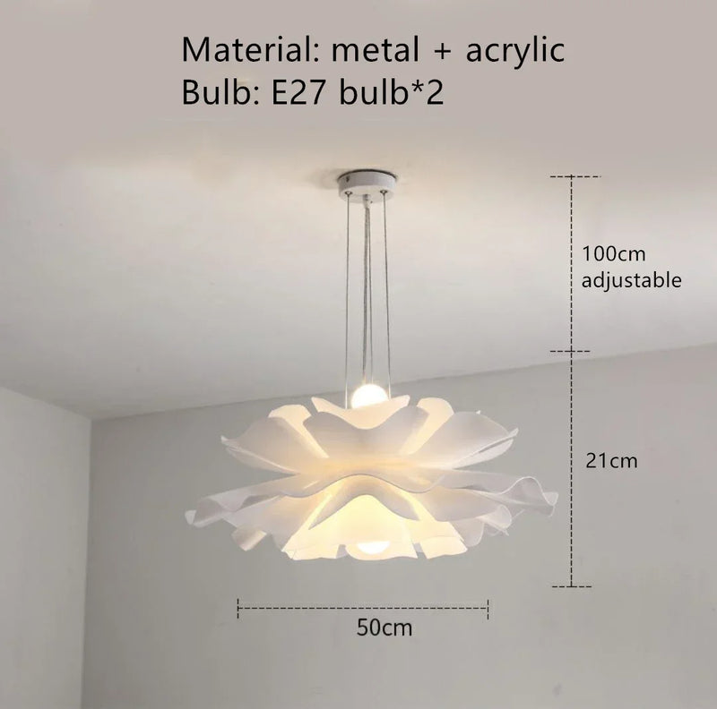 White mesh flower chandelier bedroom lighting