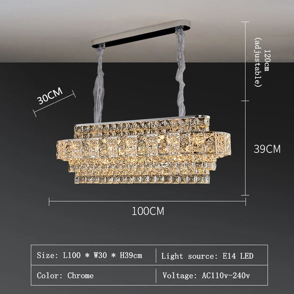 Modern tiered crystal LED pendant ceiling light